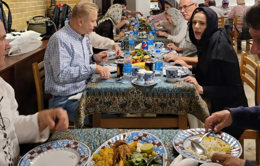 tourists having food in iran